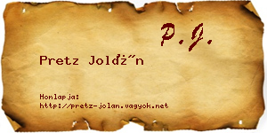 Pretz Jolán névjegykártya